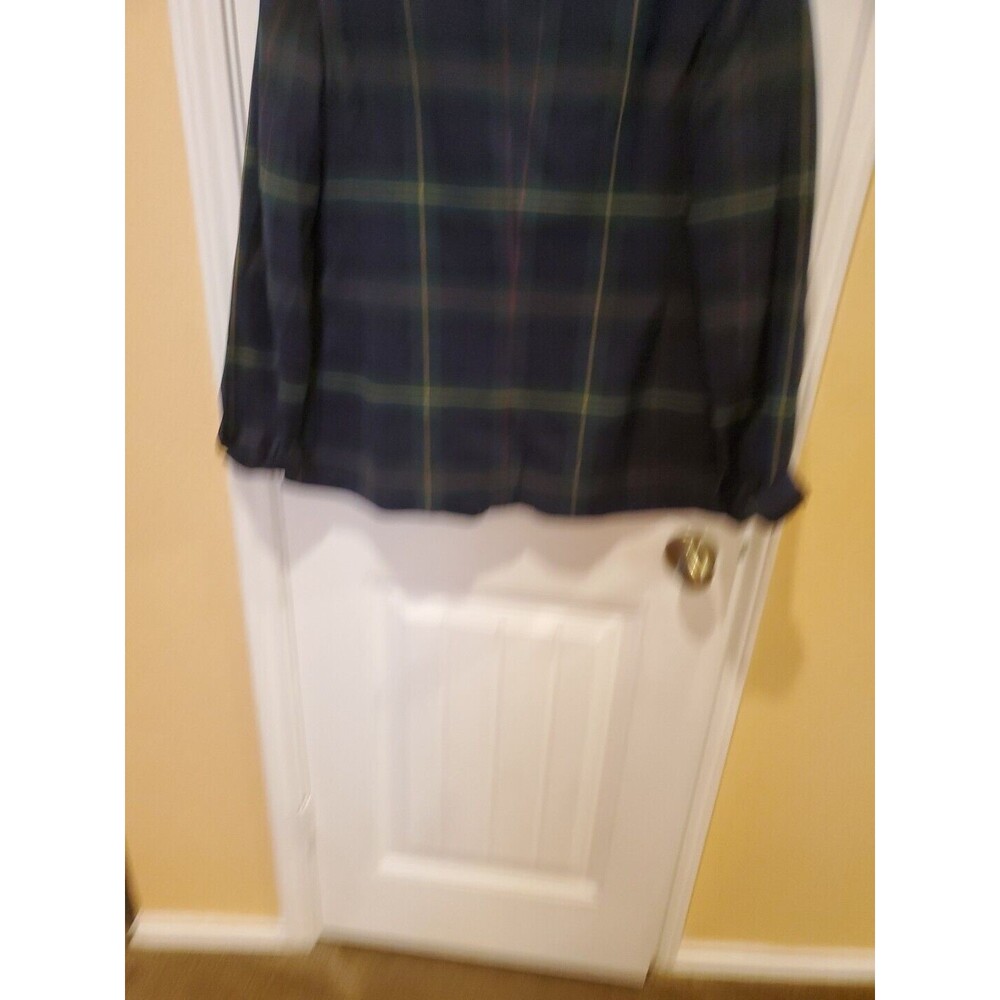 Lauren Ralph Lauren Navy Green Plaid Blazer with Gold Monogram - Picture 15 of 15